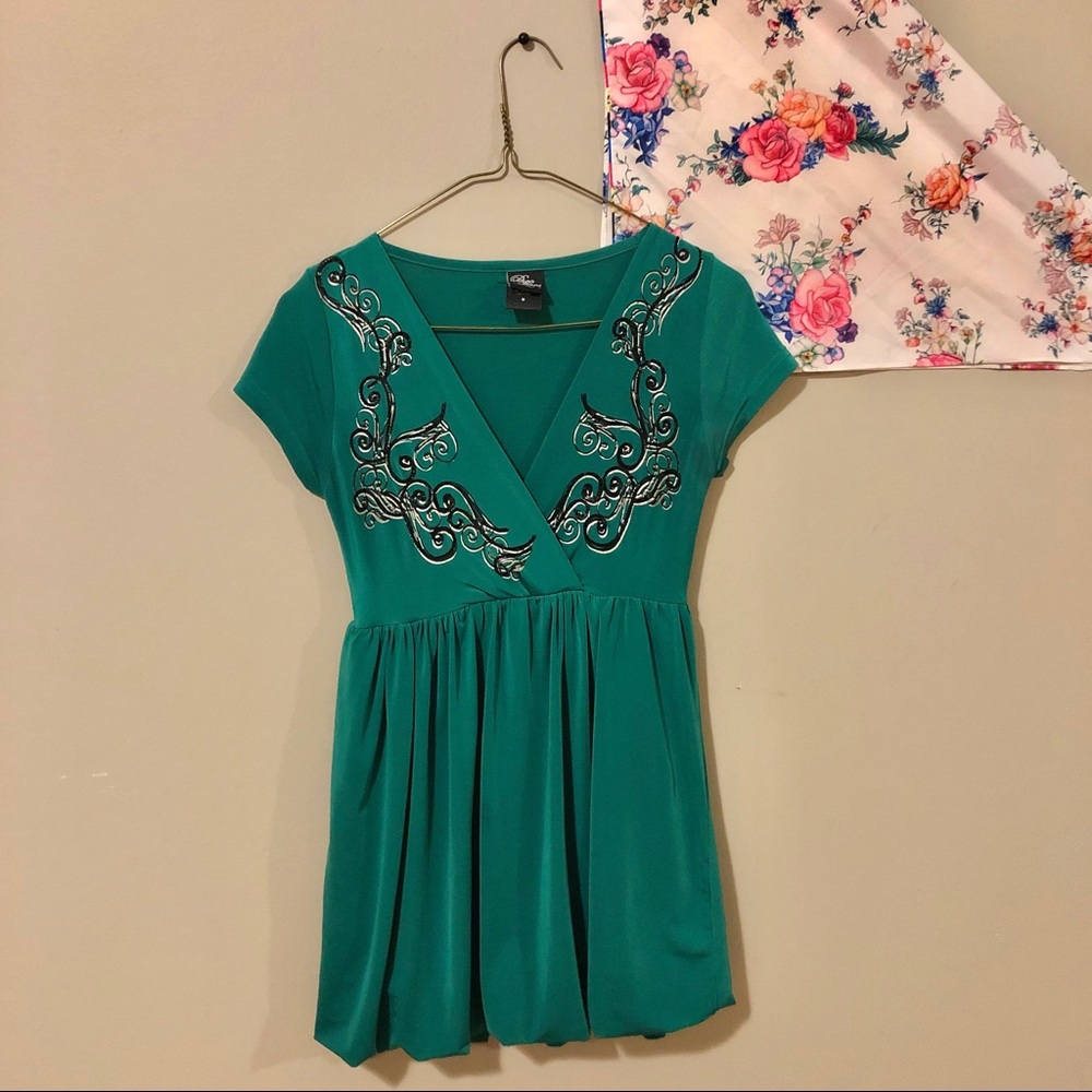 Paco Jeans Emerald Green Top Bubble Fold Bottom